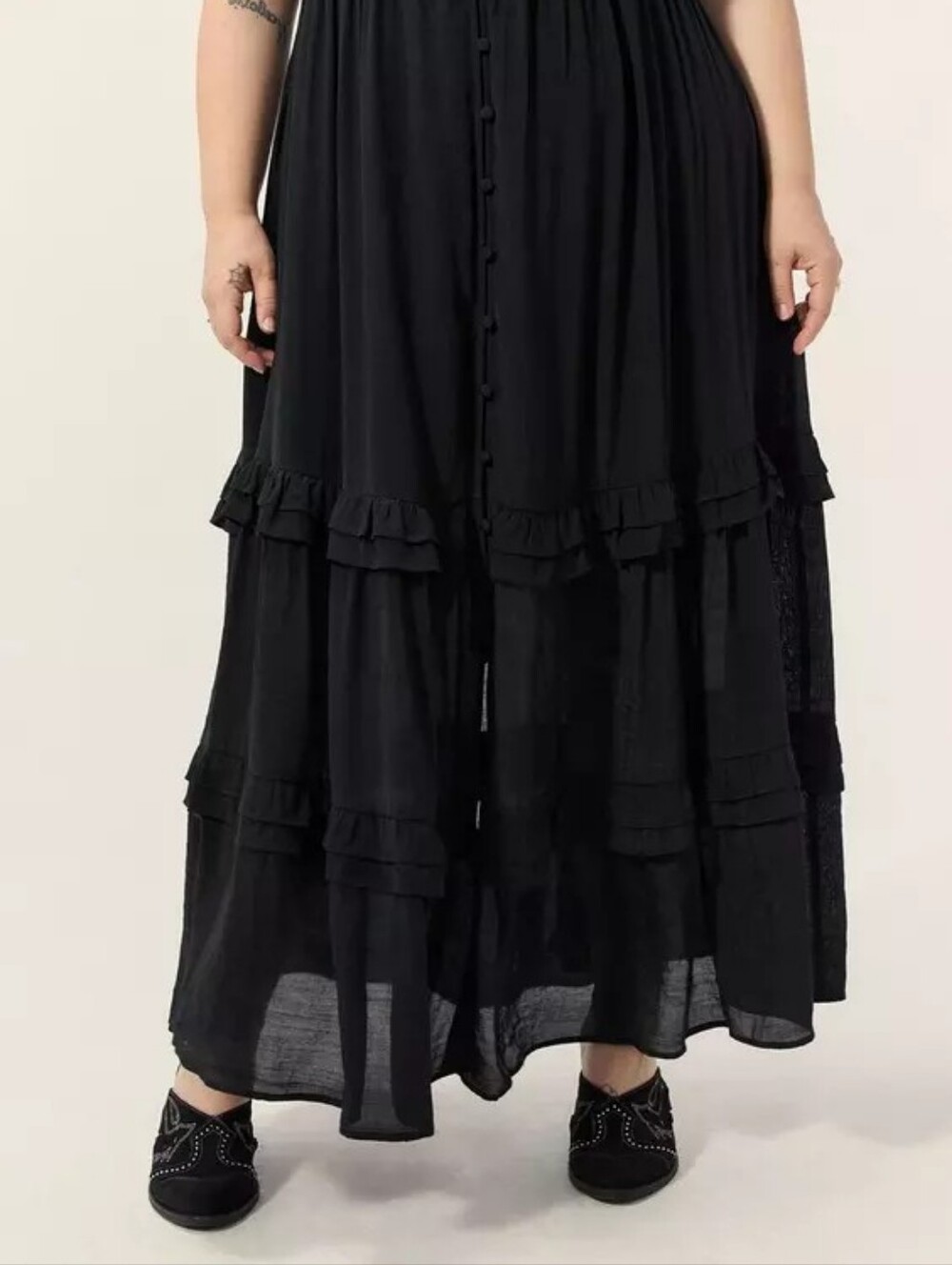 Torrid Black Festi Off-Shoulder Lace-Up Maxi Dress Women's Plus Size 3X Nwt - Picture 5 of 6